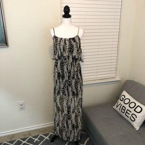Ruffled overlay maxi dress